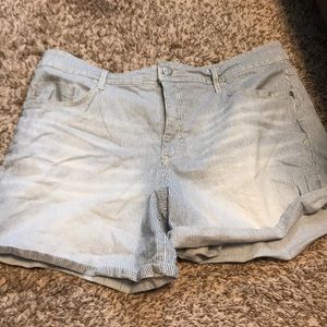 Pin stripe denim shorts ANTHROPOLOGIE